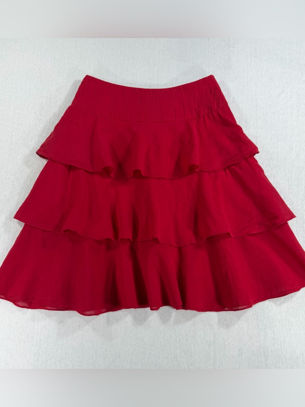 Sarah Jayne Red Tiered Ruffle Skater Skirt